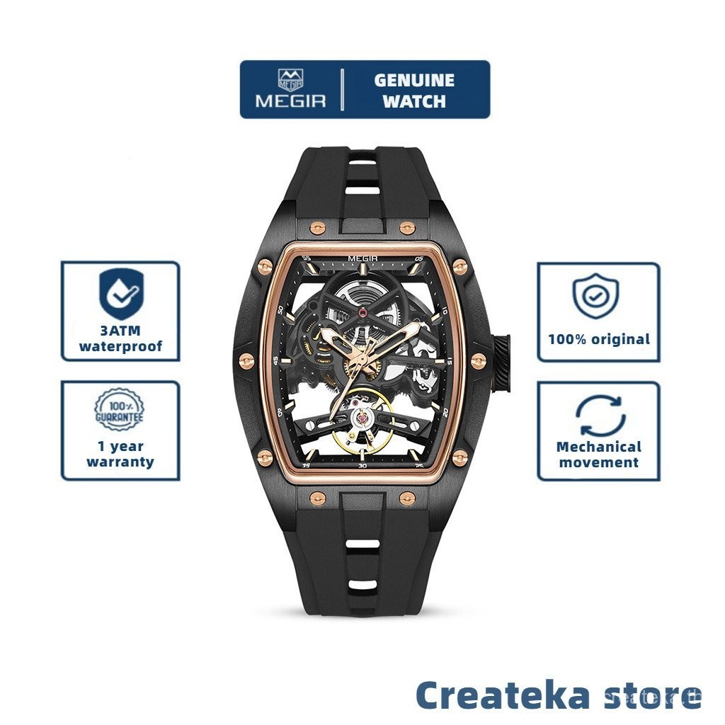 นาฬิกาผู้ชาย กันน้ำ 💖MEGIR 2242💖 กลไกอัตโนมัติอัตโนมัติ แสงยามค่ำคืน ตัวเรือนสแตนเลส watch for men