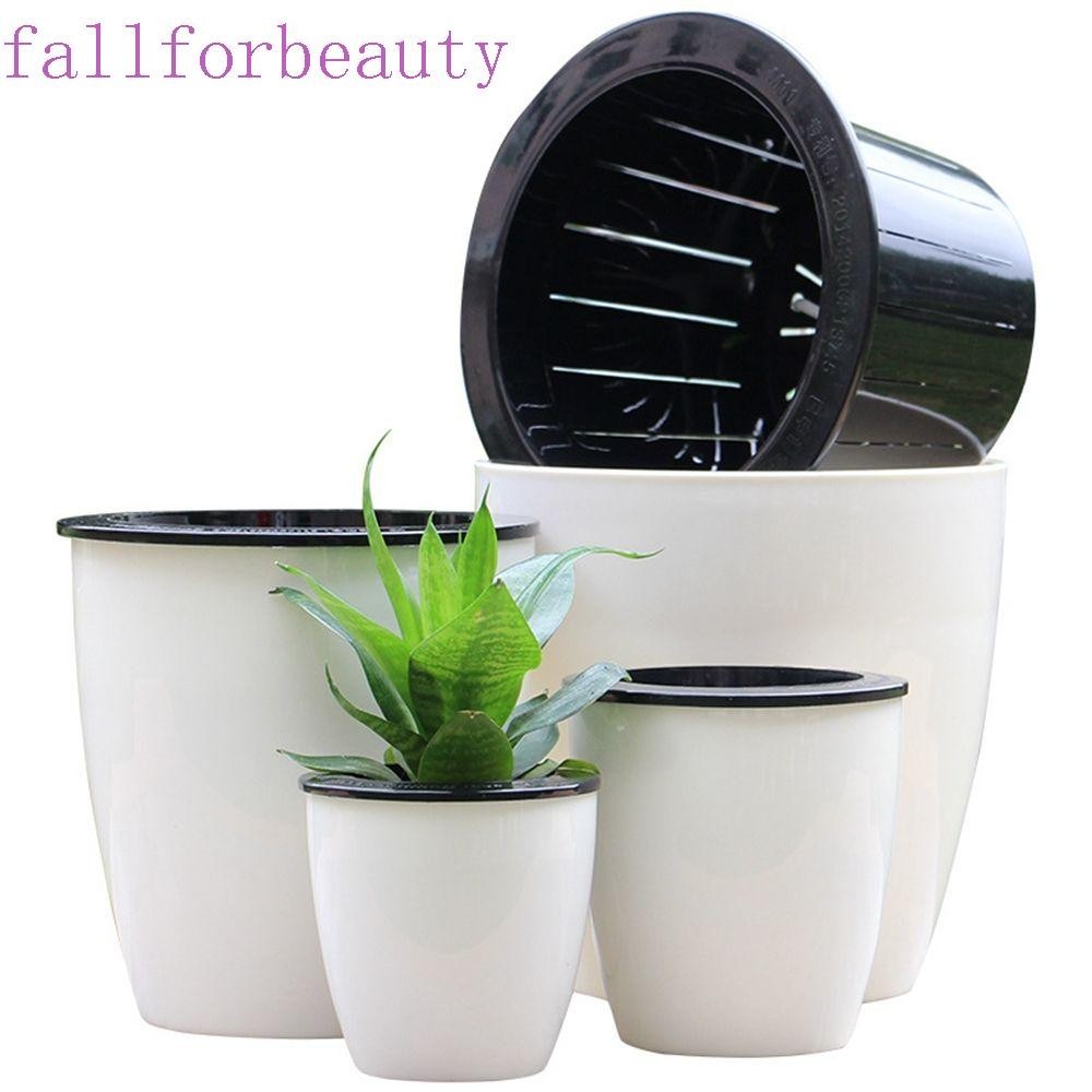 Fallforbeauty กระถางดอกไม้เรซิ่นรอบสํานักงานรดน้ําด้วยตนเองเดสก์ท็อปตกแต่งชาวไร่