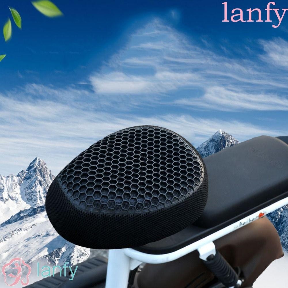 Lanfy เบาะนั่งมอเตอร์ไซค์, เบาะรองนั่งเจลระบายอากาศที่ทนทาน, ถอดความร้อนยืดหยุ่น Shock-Absorbing 3D รังผึ้งผ้าคลุมเบาะรถจักรยานยนต์ขี่ทางไกล