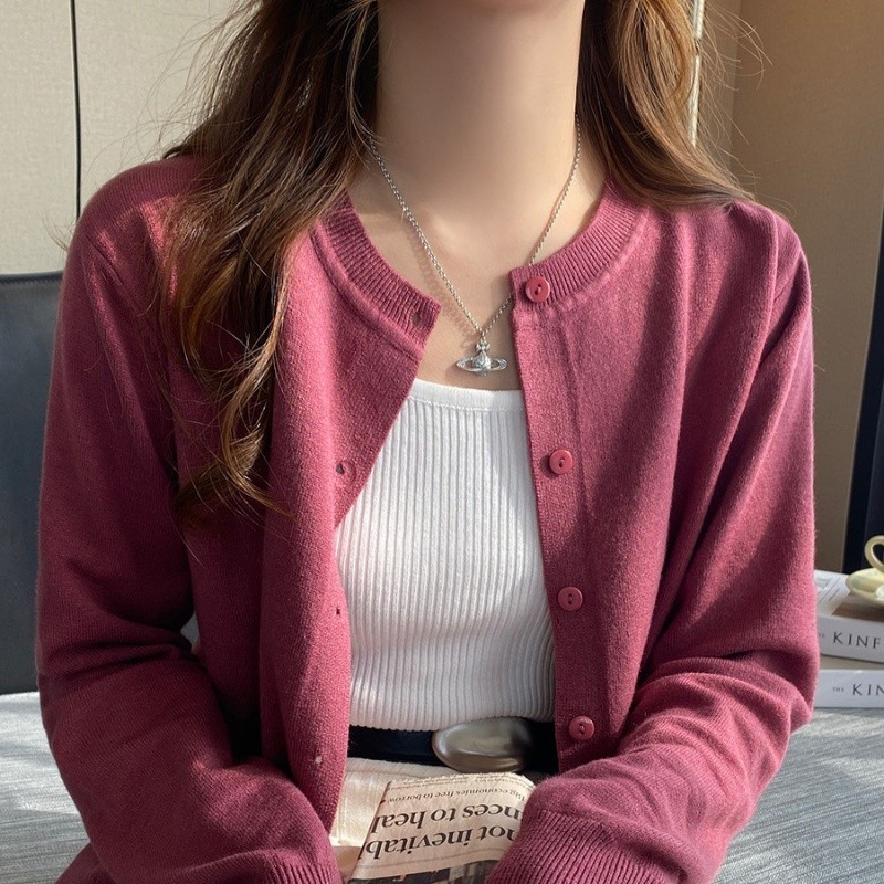 เสื้อสเวตเตอร์ถักผู้หญิง2024สไตล์ใหม่ฤดูใบไม้ผลิฤดูใบไม้ร่วงบางสไตล์ด้านนอกเสื้อถักต้นฤดูใบไม้ร่วงเสื้อกันหนาวหลวมแขนยาวด้านบนสวมใส่ด้านนอก 6คิวเอ็กซ์4