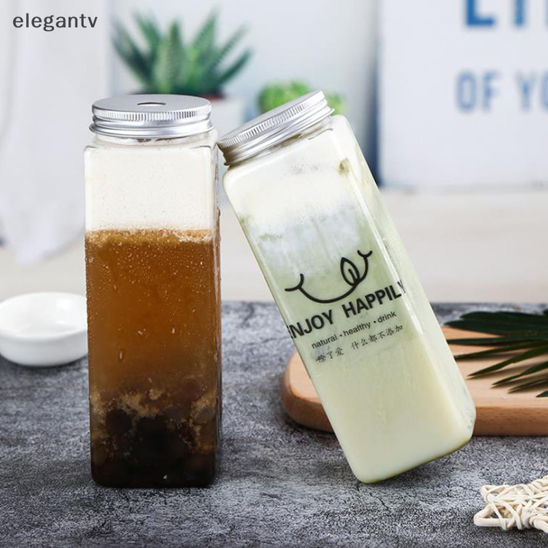 Egn 500ML ขวดเครื่องดื่มน้ําผลไม้แบบใช้แล้วทิ้งทรงสี่เหลี่ยมชานมขวดโยเกิร์ตพลาสติก N