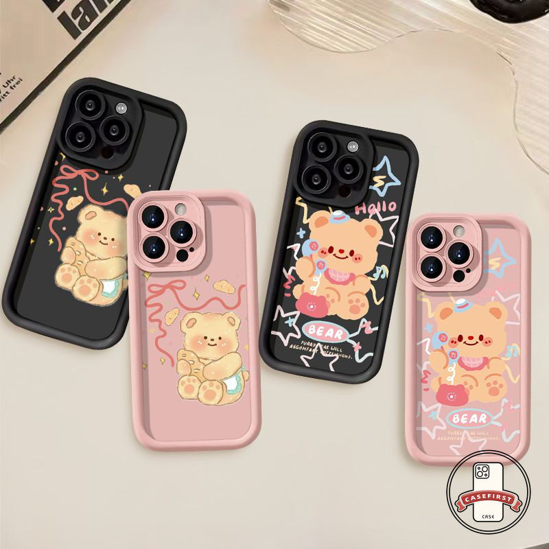 ตลกเนยหมีโทรกรณีน่ารักโบว์โบว์สำหรับ Vivo Y36 Y11 Y22 Y12s Y27s Y20 Y12i Y17 Y21 Y15 Y27 Y15s Y33s Y17s Y100i