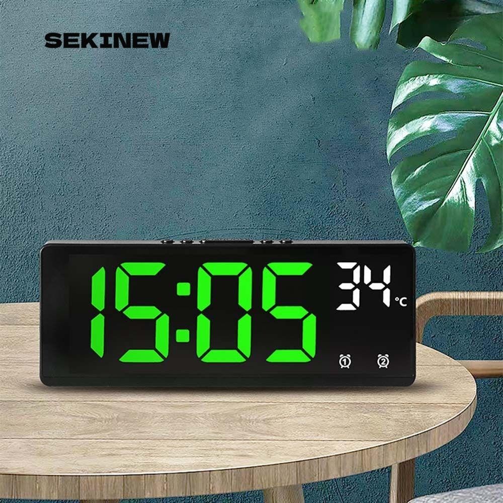 SEKINEW นาฬิกาปลุกดิจิทัล มีไฟแบ็คไลท์ LED บอกอุณหภูมิ ปฏิทิน สําหรับตกแต่งบ้าน
