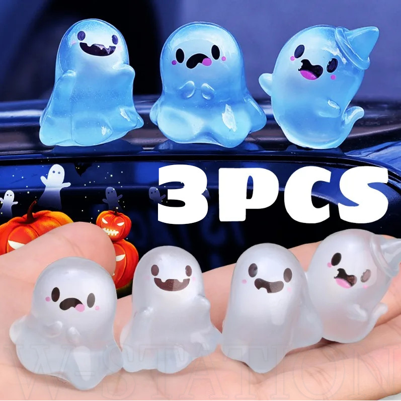 1-3ชิ้น/เซ็ตสีฟ้าส่องสว่างผีน่ารัก-ฮาโลวีนรถแดชบอร์ดเครื่องประดับ-ไมโครภูมิทัศน์ขนาดเล็ก-โฮมออฟฟิศสก์ท็อปตกแต่ง-ทําเองเรซิ่นเครื่องประด