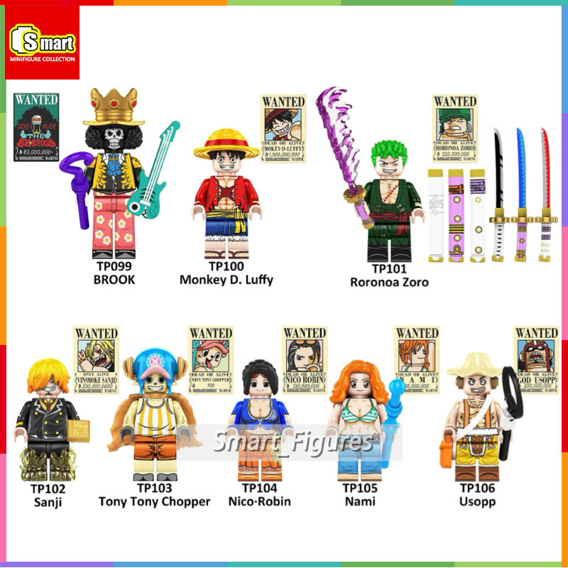 One Piece Series Minifigures BROOK Luffy Roronoa Zoro Sanji Chopper Usopp Robin Building Blocks ของเล่นเด็กของขวัญเด็ก
