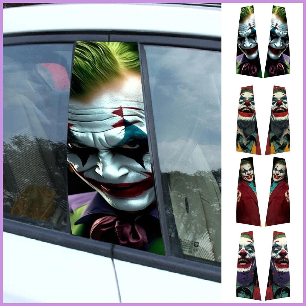 เสาสติกเกอร์ 2PCS รูปแบบที่ไม่ซ้ํากันภายนอกประตูเสาโพสต์ฝาครอบสติกเกอร์ Trim ประตูเสา Moldings รถ asdiuth