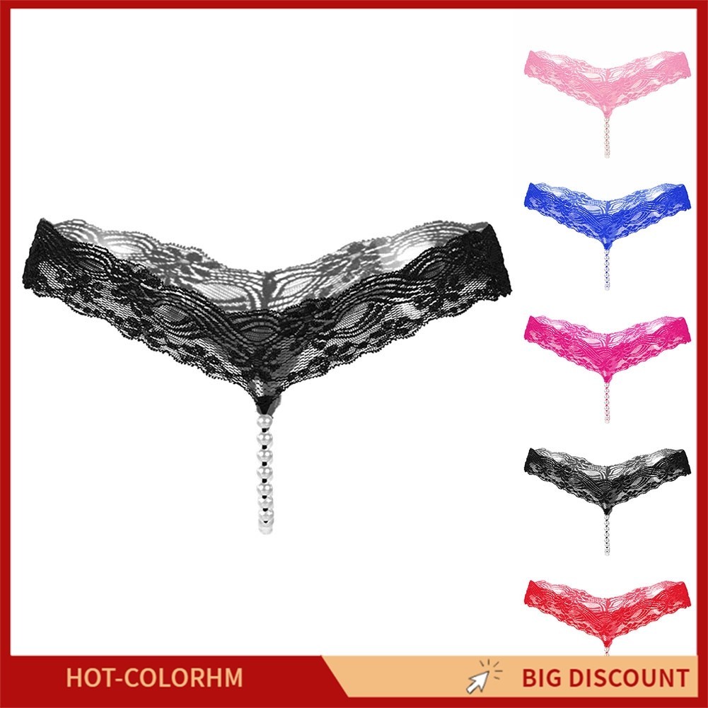 [COLORHM]ผู้หญิงชุดชั้นในทอง T-back G String พร้อมกางเกงไข่มุกชุดชั้นในลูกไม้เซ็กซี่