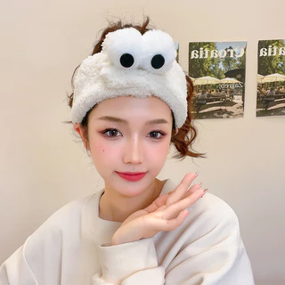 Big Eyes Quirky Plush Retractable ที่คาดผมผู้หญิงน่ารัก Face Wash Hairband เครื่องประดับผม