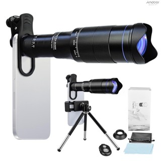 40x โทรศัพท์มือถือชุดเลนส์เทเลโฟโต้พร้อมคลิปเลนส์+ที่วางโทรศ…