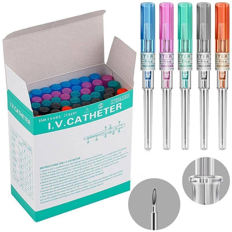 5/50pcs Catheter เจาะเข็ม IV Catheter เข็ม 14G 16G 18G 20G 22G และ 24G หูจมูก Navel ลิ้นเจาะ Hollow เข็ม