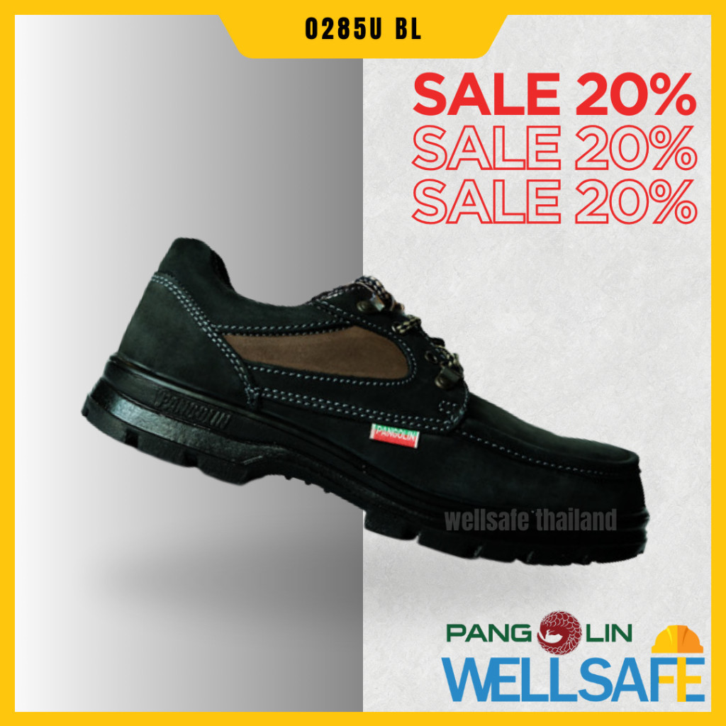 รองเท้านิรภัย [เก็บโค้ด ลดเหลือ 1746] PANGOLIN รองเท้าเซฟตี้ รุ่น 0285U สีดำ แพนโกลิน หัวเหล็กกันกระ