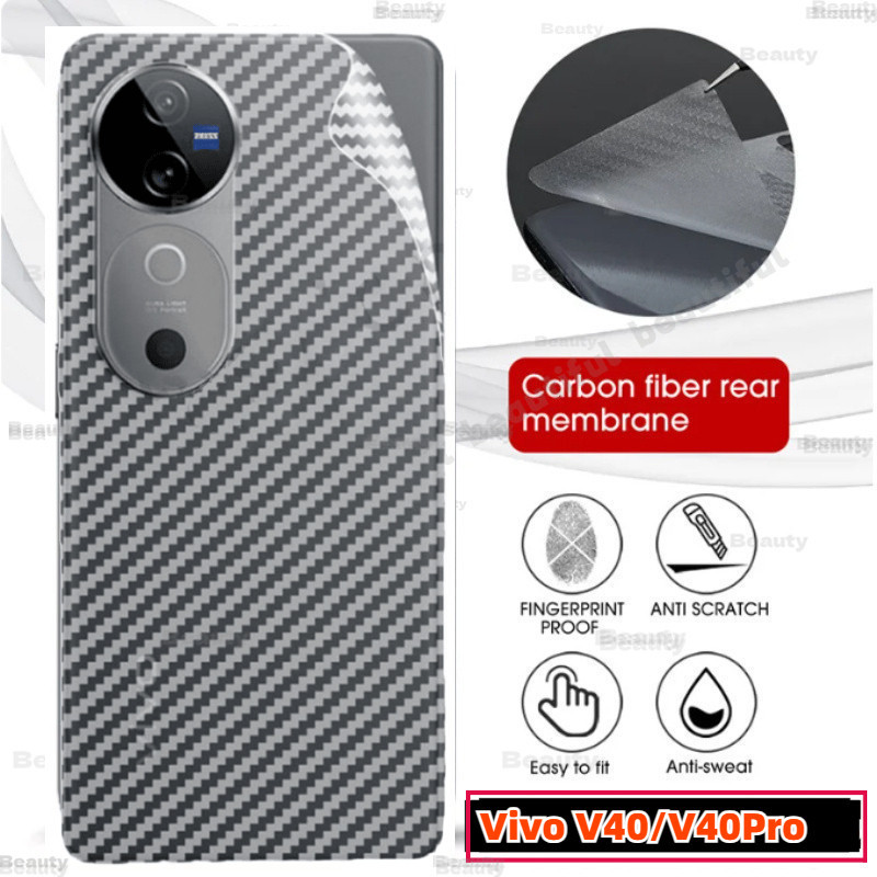 Vivo V40 Pro 5Gคาร์บอนไฟเบอร์กลับฟิล์มสําหรับVivo V40 Pro V 40 Lite V40Pro VivoV30 Pro V30E VivoV40 โปร่งใสกลับPro Anti Scratchหน้าจอป้องกันฟิล์ม