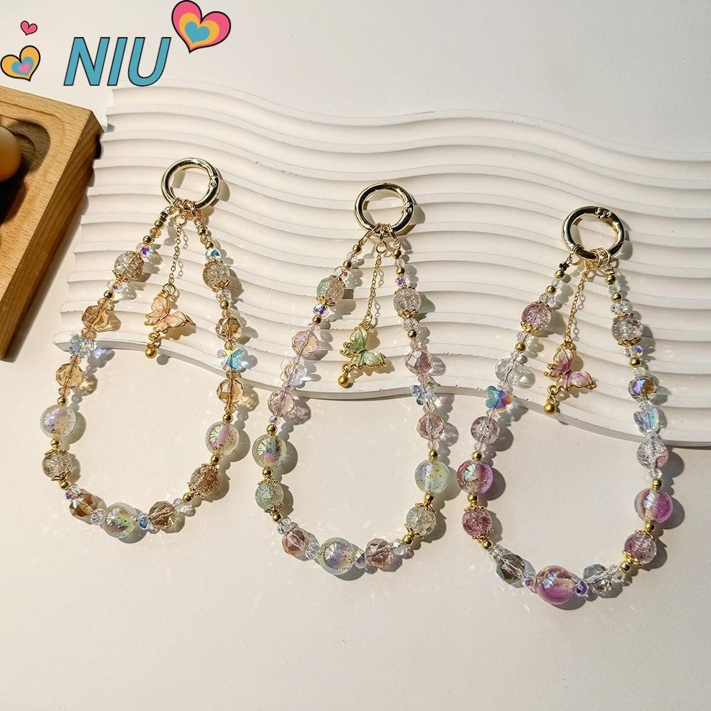 นิยูยูเจส จี้คริสตัล,พวงกุญแจสีสันสดใสป้องกันการสูญหาย,หูฟังลูกปัดหยดน้ําที่แขวนถ้วยน้ําโซ่กล้อง
