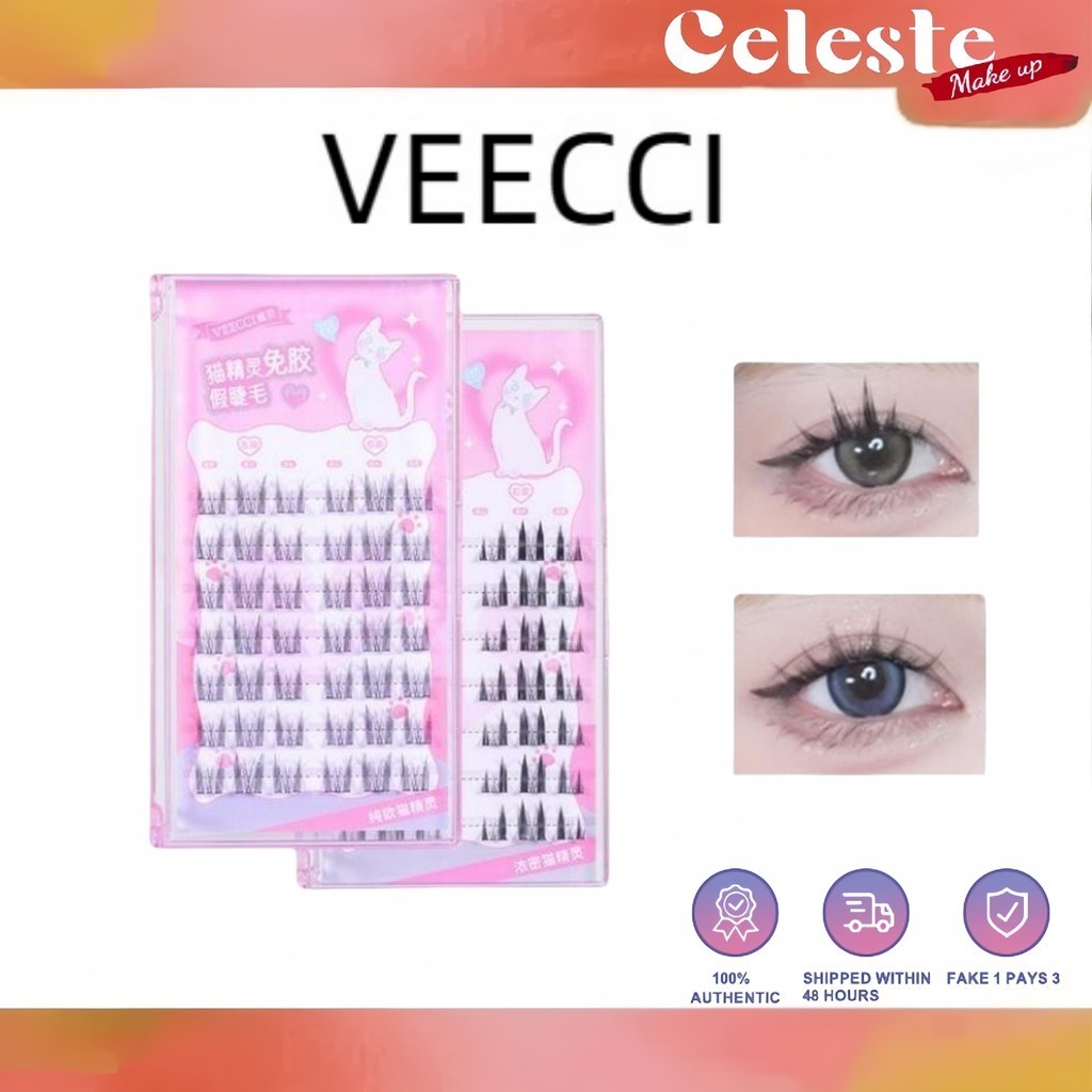 VEECCI ขนตาปลอมปลอดกาวธรรมชาติ 3D กาวความจุขนาดใหญ่ฟรีขนตา Flotte Eyelash Cluster Lash
