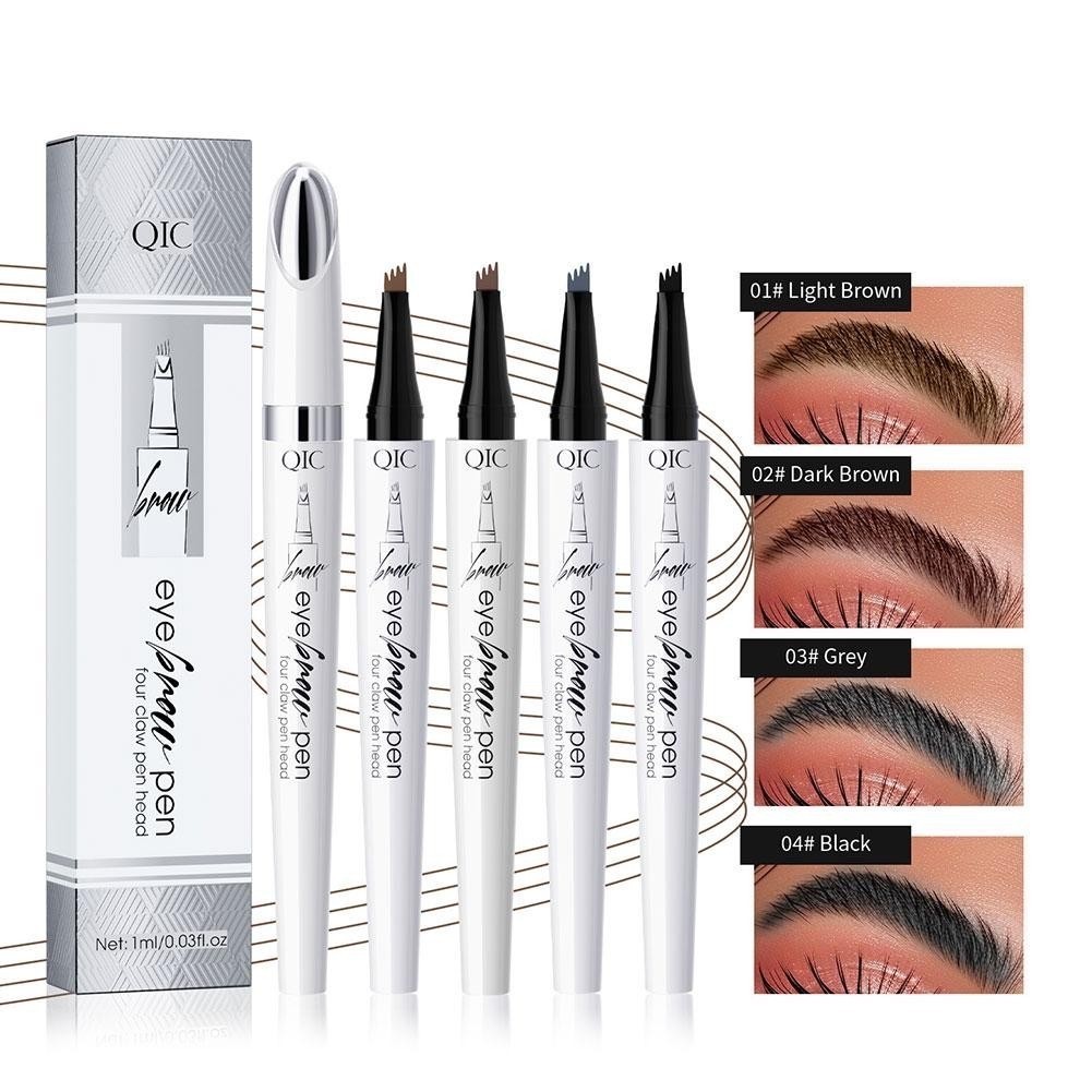 4d ดินสอเขียนคิ้วเครื่องสําอาง Four-Prong Liquid ดินสอเขียนคิ้วกันน้ําแต่งหน้า Micro-Carving จําลองคิ้ว