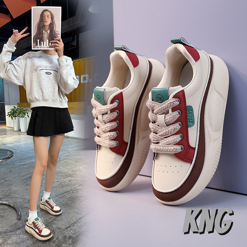 Kng นักเรียนสุภาพสตรีฤดูใบไม้ร่วงใหม่หนา พื้นรองเท้า สบายๆและสะดวกสบายกีฬาร้อนขายรองเท้าพ่อ