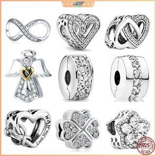 925 เงินสเตอร์ลิงประกาย Freehand Heart Entwined Hearts Charm…