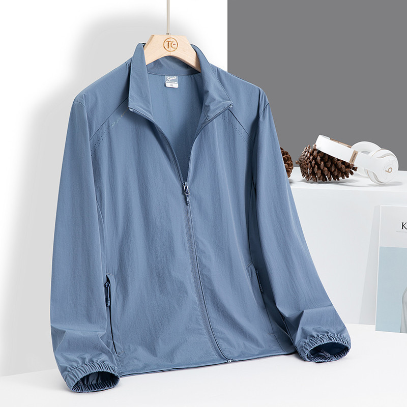 L-5XL เสื้อแจ็กเก็ตแขนยาว กันแดด คอปกตั้ง น้ําหนักเบา พับเก็บง่าย UPF50+