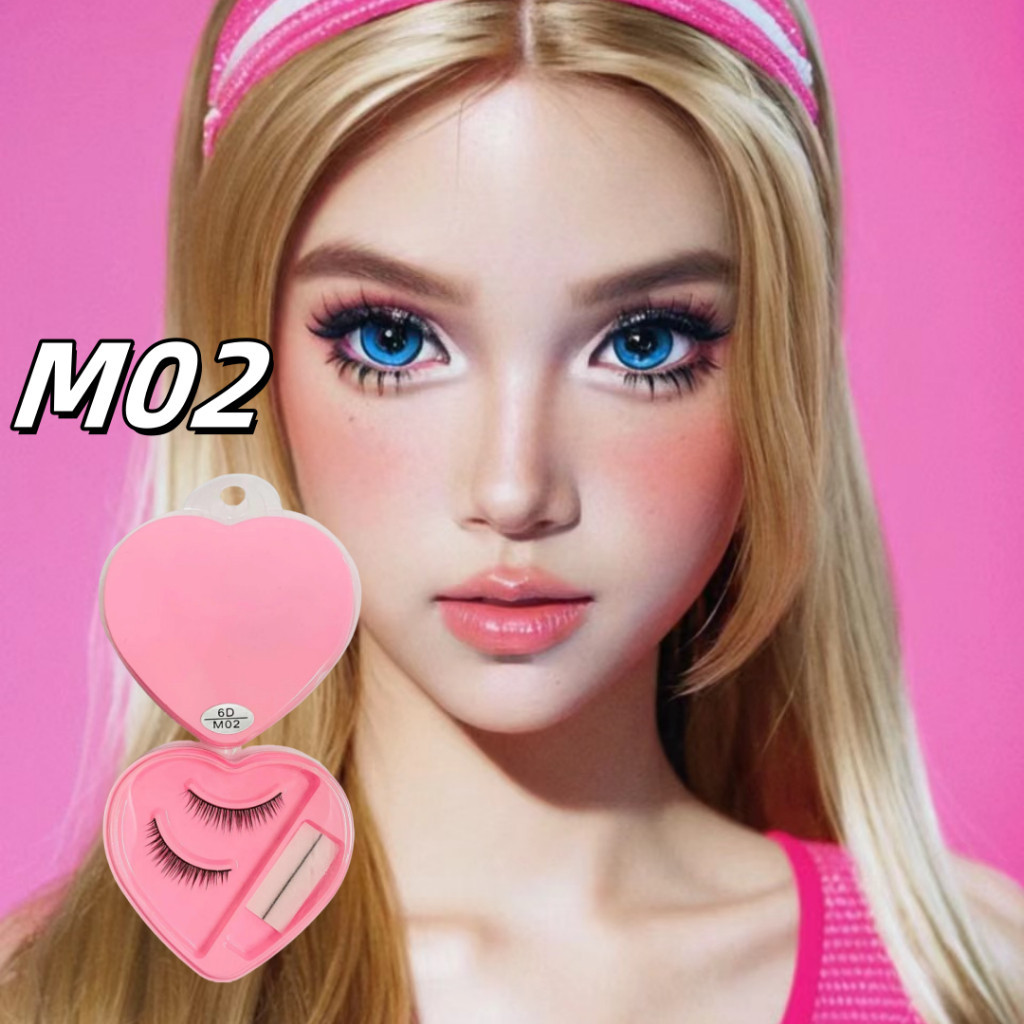 3D ขนตาปลอม คู่ของPeach Heart ขนตาปลอมแบบติดกาวในตัว ไม่ต้องใช้กาวสำหรับEyelashes ด้วยแถบยาง กลับมาใช้ใหม่ได้ แถบกาวที่ไ