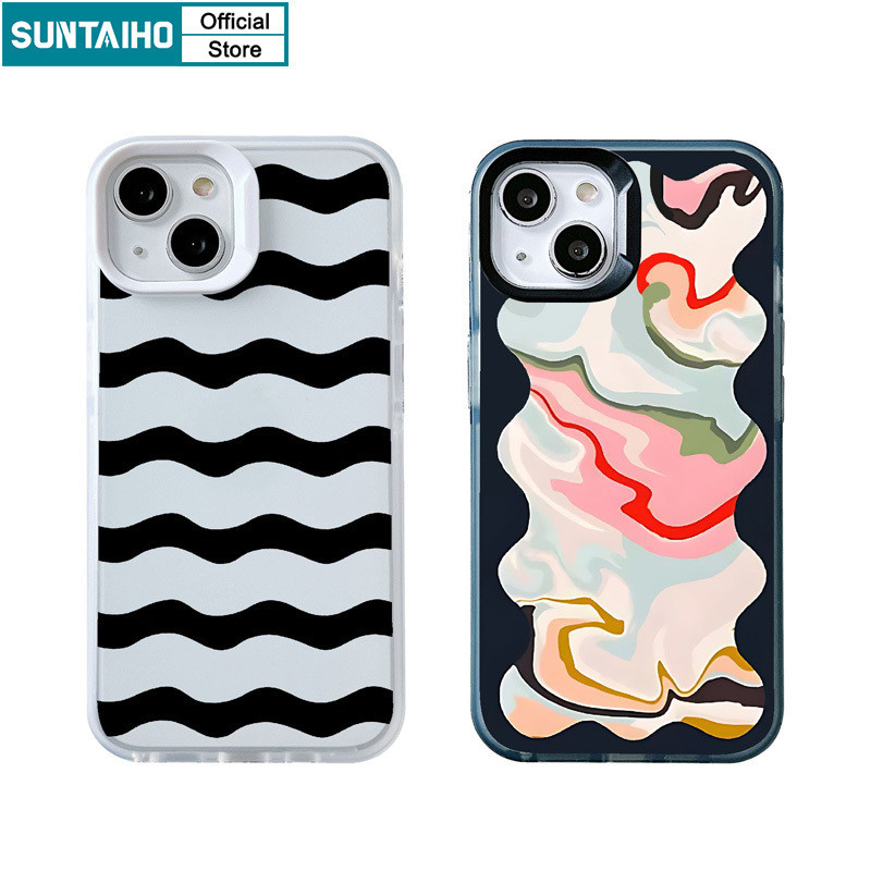 Suntaiho AestheticปลอกWave TextureรูปแบบClear FrostedสําหรับIphone 15 14 12 13 11 Pro Max IP 7 8 Plus Iphon X Xs XR Xs Max TPUซิลิคอนนุ่มพรีเมี่ยมกันกระแทกปกหลัง