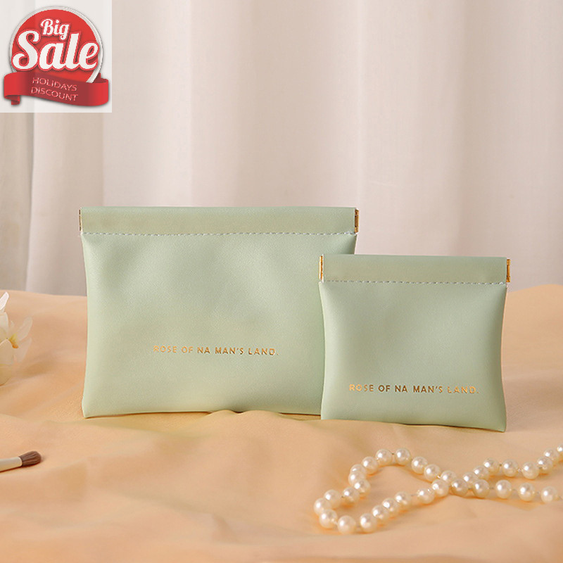 Af Self-closing กระเป๋าใส่เหรียญแบบพกพาผ้าอนามัย Sundry Cosmetic Mini Storage Bag Minimalist Lip Pouch A