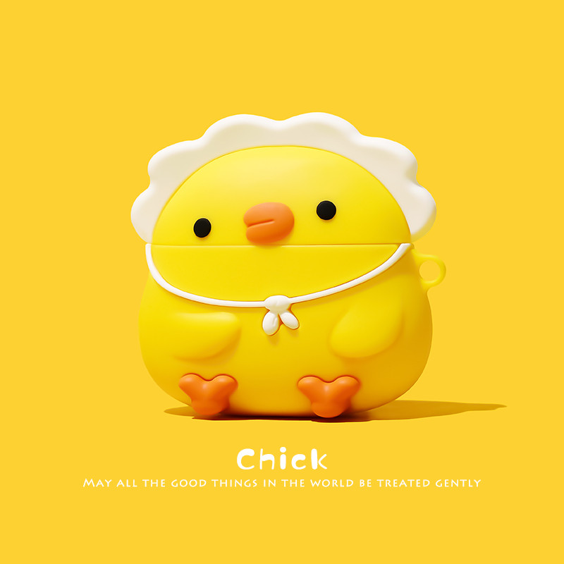 (เคส Airpods4) เคส Chick การ์ตูนน่ารักสําหรับ AirPods4(2024)1/2/3/Pro เคสซิลิโคนอ่อนนุ่มพร้อมคาราบิเนอร์