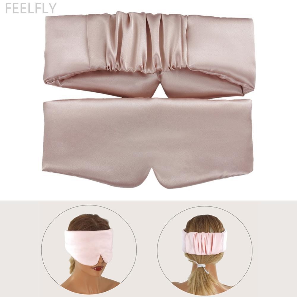 Feelfly ผ้าไหมซาติน Sleep Mask สบาย Sleeping Eye Mask Eyeshade ตาผ่อนคลายขยาย Eye Patch Sleep สุขภาพ B7G8