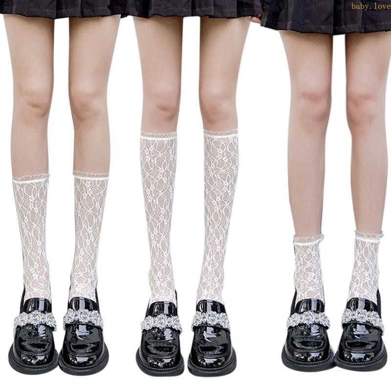 Blove * ผู้หญิงลูกไม้ Trim ถุงเท้า Lolita สไตล์ญี่ปุ่น Maiden น่ารักลูกวัวถุงเท้า Harajuku ชุดถุงเท้าสําหรับนักเรียนสาว Cos