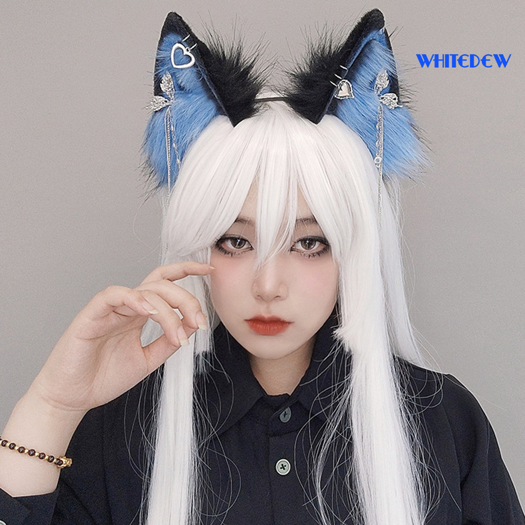 WHT-Plush Cat Ear Decor คอสเพลย์แถบคาดศีรษะโลหะพู่จี้ Handmade ผม Hoop อะนิเมะคนรัก Bendable Wire Pa