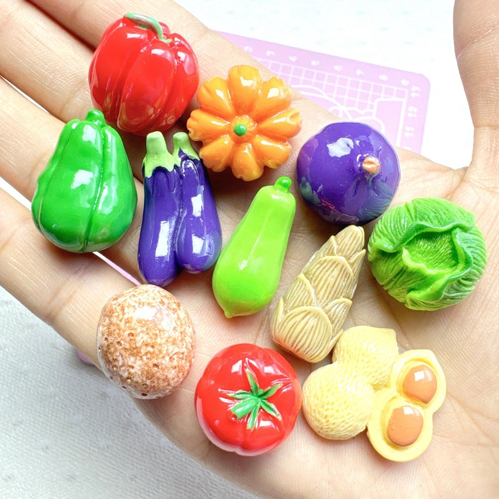 10ชิ้น/แพ็คจําลองผักมะเขือเทศเรซิ่น แฟลตแบ็ค ทําเอง กิ๊บติดผมโทรศัพท์กรณีรองเท้าหัวเข็มขัดตกแต่ง