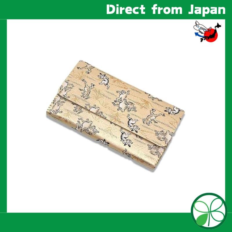 Tea utensils, fukusa holder, fukusa clip, three-fold, woven (beige with bird and animal motif) 【Dire