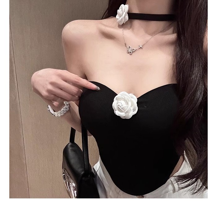 Luna luna เซ็กซี่ Halter คอ Tube Top Camisole ผู้หญิงสั้น Slim-fit Pure Desire Top Breastless เบาะเก