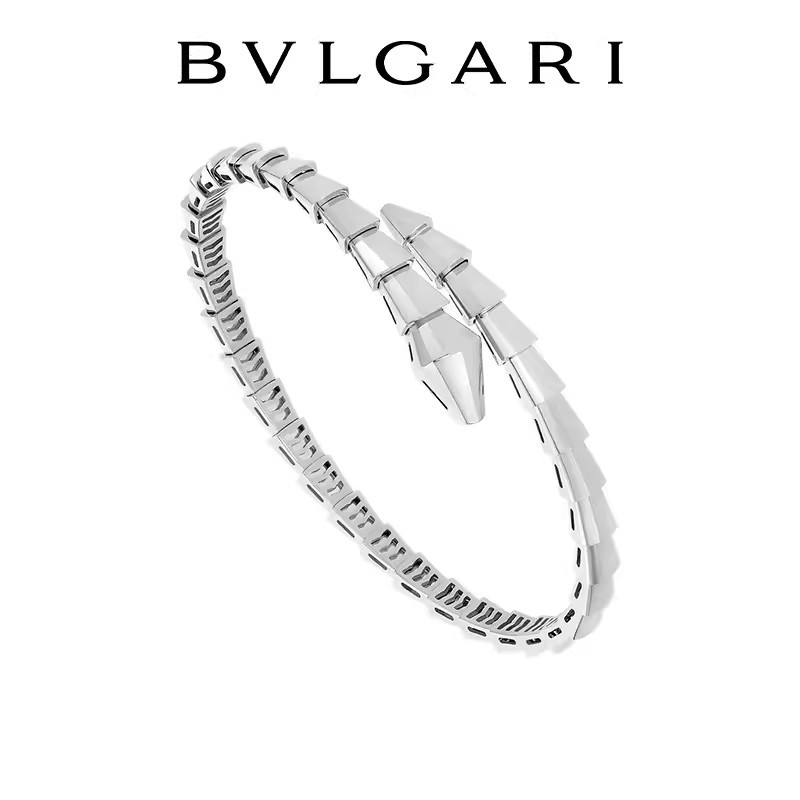 [พร้อมกล่อง] Bvlgari Serpenti Viper Series สร้อยข้อมือทองคําขาวของขวัญคู่ [คลังสินค้าพร้อม]