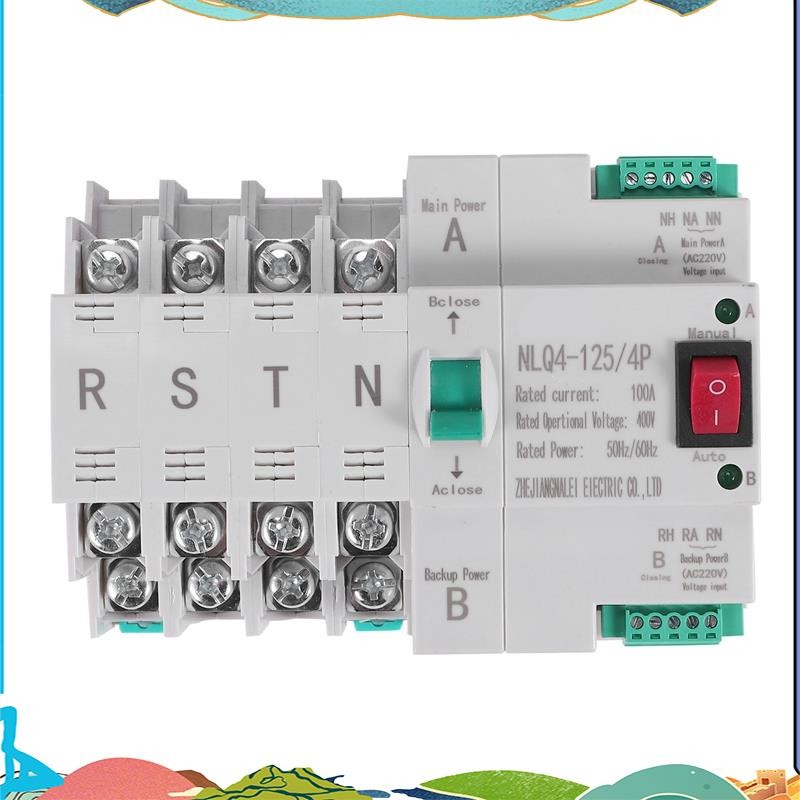 Super MCB Type Dual Power สวิตช์ถ่ายโอนอัตโนมัติ 4P 100A ATS Circuit Breaker สวิตช์ไฟฟ้า