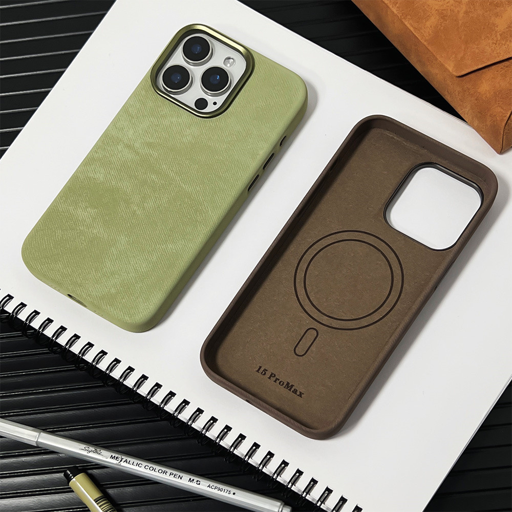 สไตล์ธุรกิจตุ๊กตาผิวเนื้อเคสโทรศัพท์แม่เหล็กสําหรับ ไอโฟน 16 15 12 13 14 มือโปร สูงสุด 14 15 บวก 16บวก ปลอกชาร์จไร้สายเลนส์โลหะกรอบป้องกันกันกระแทกฮาร์ด