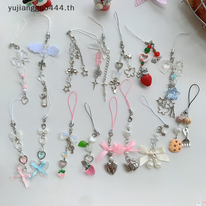 SANRIO # ใหม่ # ซานริโอ โทรศัพท์เสน่ห์โบว์หัวใจดาวพวงกุญแจจี้พวงกุญแจกระเป๋าโทรศัพท์โซ่น่ารักอุปกรณ์เสริมสําหรับสาวผู้หญิงเครื่องประดับ.