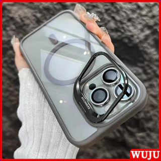 WUJU พร้อมตัวป้องกันกล้องและที่วางหรูหราแม่เหล็กใสกันกระแทกเคสโทรศัพท์เข้ากันได้สําหรับ iPhone 17 16 15 14 13 12 11 Pro Max Plus Air Case Cover
