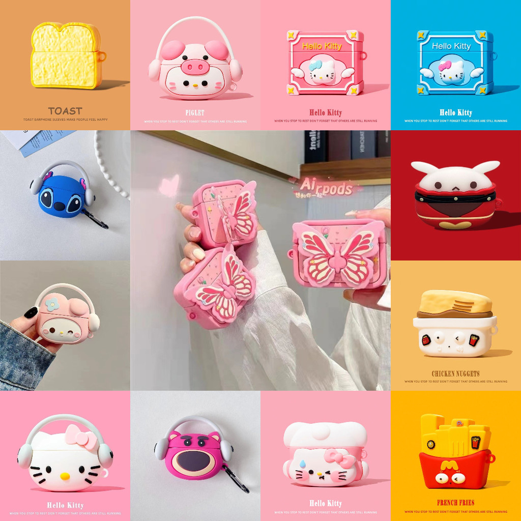 สําหรับ GOOJODOQ J206 เคส Case เคสหูฟัง นักบินอวกาศผีเสื้อสีชมพูน่ารัก
