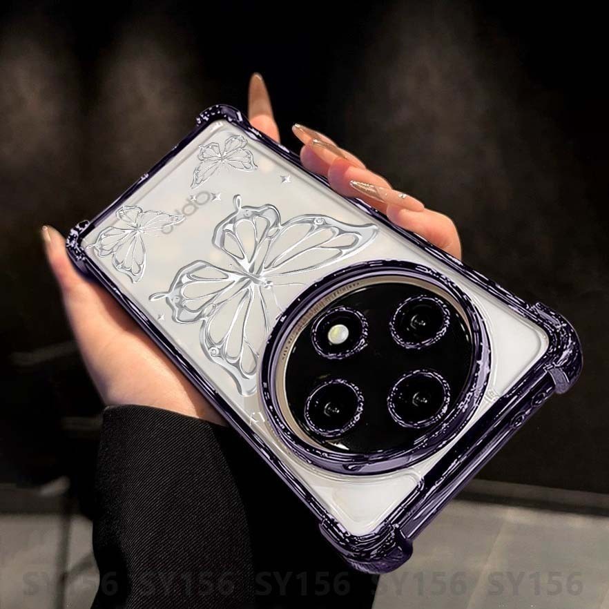 เคส OPPO Reno 12F Reno12 F Reno12F 12 Pro 12Pro 5G เคสโทรศัพท์พร้อมตัวป้องกันกล้องใสหรูหราความงามกันกระแทกหนาเบาะลมป้องกันการล่มสลาย