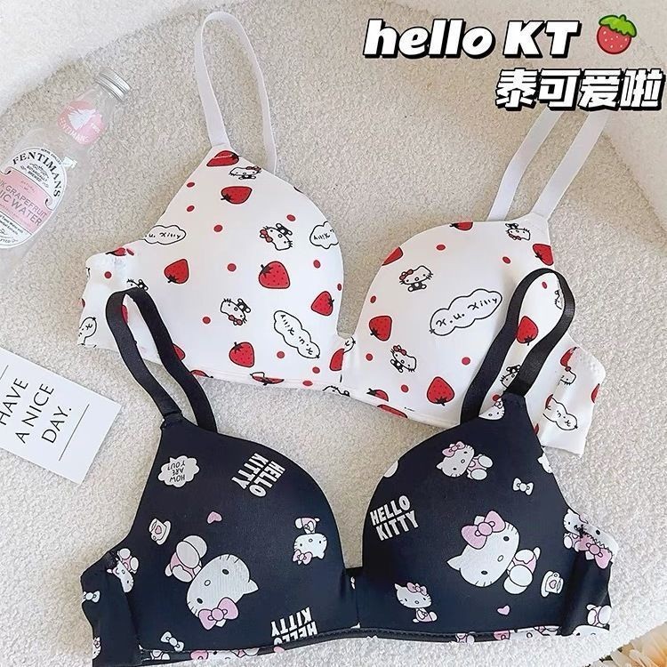 Hello Kitty Girl Bra ที่ไม่มีสายหนัง katie Anti-SLIP Small breast Push-Up ชุดชั้นในน่ารัก Sweet ราคา ถูกที่สุด ดีลบีเคเค แกลเลอรีภาพที่ 8