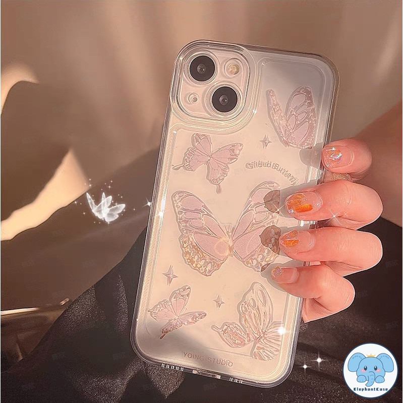ผีเสื้อใส TPU นุ่มและกันกระแทกฝาหลังเคส OPPO A78 A53 A18 A12 A17K A7 A17 A3s A15 A57 A38 A5s A16 A5 A58 A9 A54 Reno 5F
