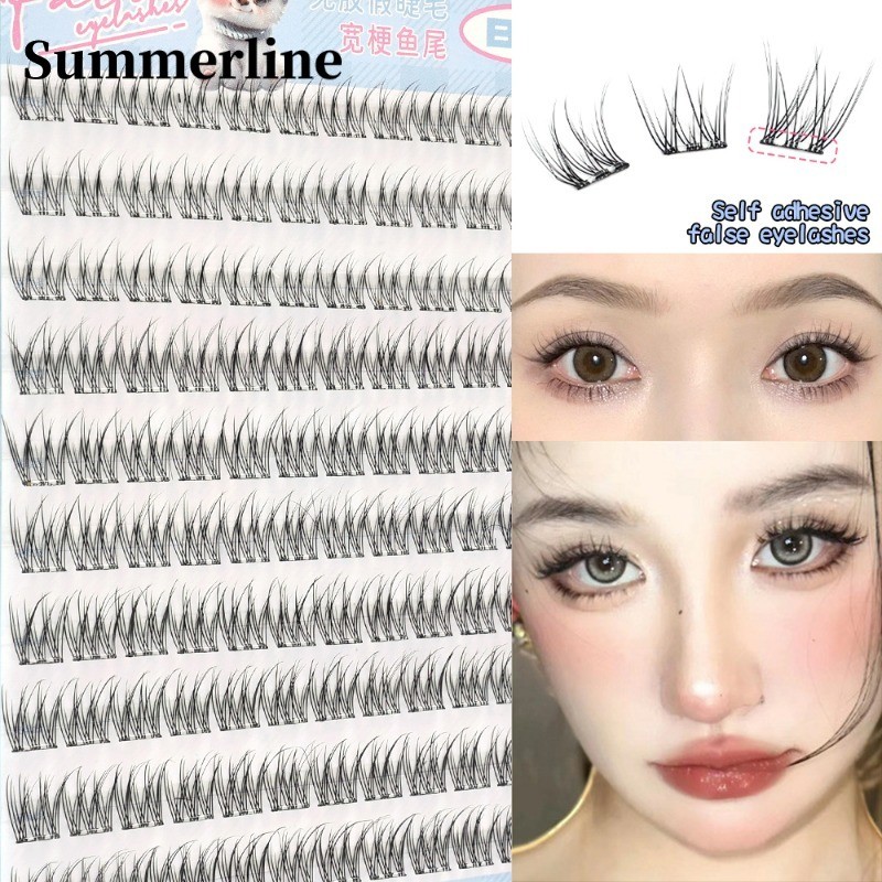10 แถวฟรีกาว Fishtail ขนตาปลอม - Single Clusters Self Adhesive Eyelashes - อะนิเมะธรรมชาติผลดอกทานตะวันมังงะขนตาปลอม