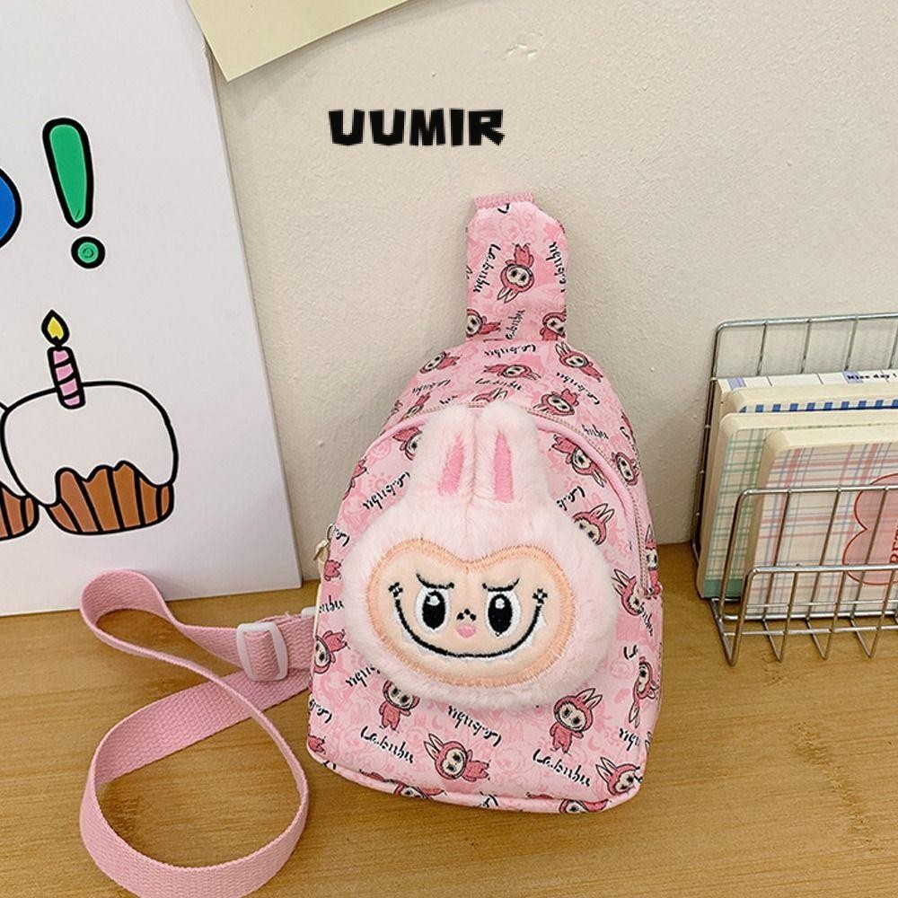 UUMIR กระเป๋าสะพายไหล่, กระเป๋าคาดหน้าอก Labubu การ์ตูนน่ารัก, กระเป๋าสะพายข้างอเนกประสงค์น้ําหนักเบาลําลองสําหรับเด็ก