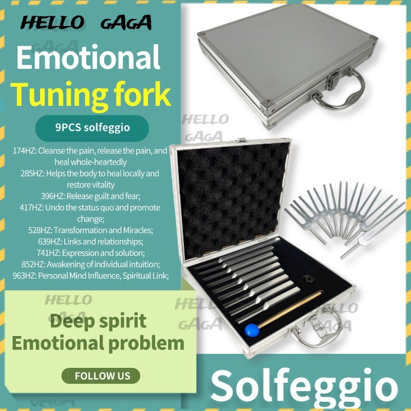 Tuning fork Solfeggio ชุดส้อมปรับแต่งเสียง 6 174hz 396hz 741hz 693hz 963hz 9 9 ชิ้น