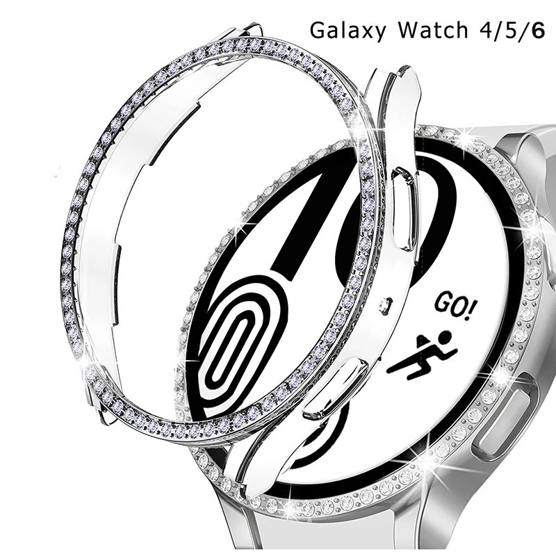 SAMSUNG หรูหราเพชรกรณีเข้ากันได้สําหรับ ซัมซุง กาแลคซี นาฬิกา4/5/6 5 มือโปร 45มิลลิเมตร40มิลลิเมตร44มิลลิเมตร42มิลลิเมตร46มิลลิเมตรไม่มีป้องกันหน้าจอไม่มีฟิล์มกระจกนิรภัยป