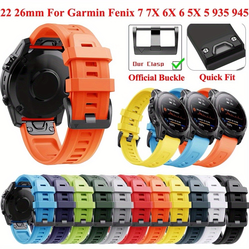 22 มม.26 มม.ซิลิโคน Quick Fit นาฬิกาสําหรับ Garmin Fenix 7X 7 6X 6 Pro 5 5X Plus 3 3HR Quick Release สายนาฬิกาสําหรับ Forerunner 965 945 935 Approach S62 S60 Instinct 2 HR Venu