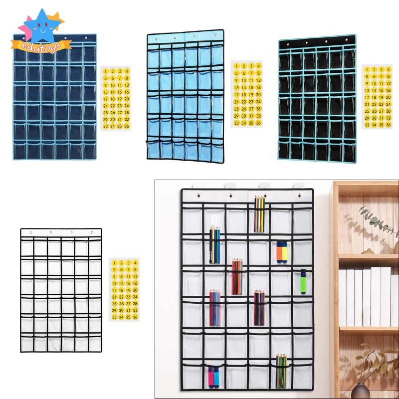 [เอ็ดสตาร์] ห้องเรียนแผนภูมิกระเป๋าจัดเก็บเหนือประตูแขวนกับ30กระเป๋าแขวนออแกไนเซอร์บัตรกระเป๋าออแกไนเซอร์สําหรับห้องนอนเด็กการรู้หนังสือ