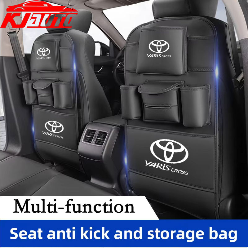 Toyota Yaris Cross รถที่นั่งกลับกระเป๋ารถ Anti Kick Mats ขนาดใหญ่ความจุรถ Backuper Organizer Auto TissOr กล่องสําหรับ Yaris Cross AC200 2022 2023 2024 GS HEV TRD GR กีฬา