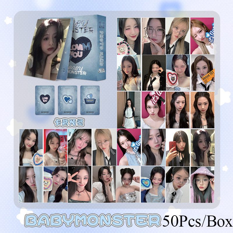 การ์ดรูปถ่ายใหม่ BABYMONSTER การ์ด Lomo RAMI AHYEON RORA ASA RUKA CHIQUITA PHARITA การ์ดสองด้านของสะสมไอดอล