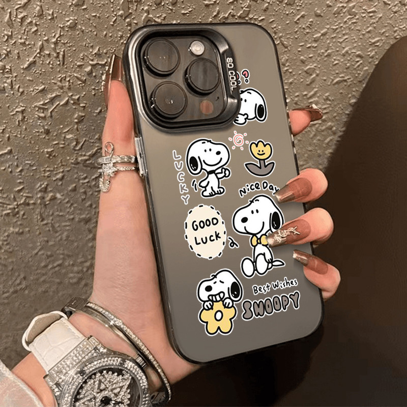 ตำนานสีดำ โทรศัพท์กรณียากกันกระแทกแ สำหรับ iPhone 11 13 12 14 15 Pro Max XR X Plus XS SE 7 8P สุนัขโชคดี